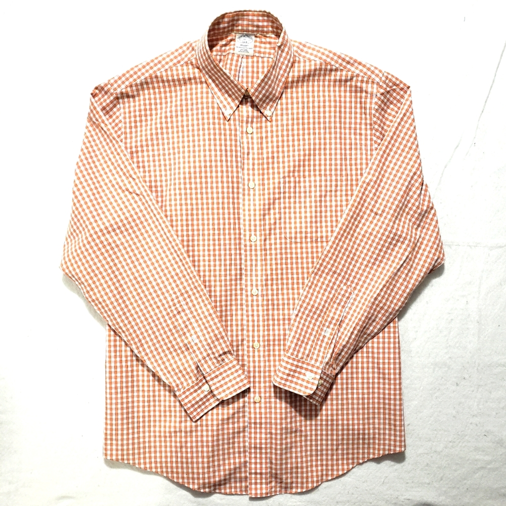 Brooks Brothers Mens XLarge Dress Shirt Non Iron 100% Cotton Plaid Long Sleeve